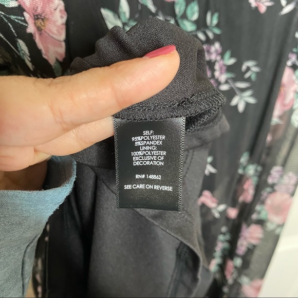 Torrid Black Floral Mesh Midi Dress Size 1X - Picture 8 of 12